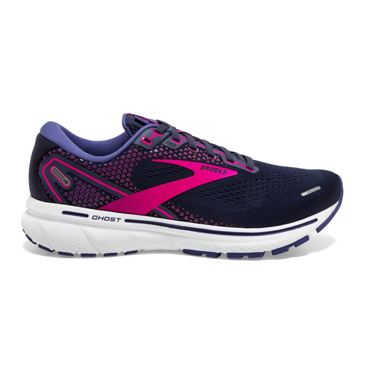 Brooks Ghost 14 Peacoat / Pink / White Updated midsole is now 100% DNA ...